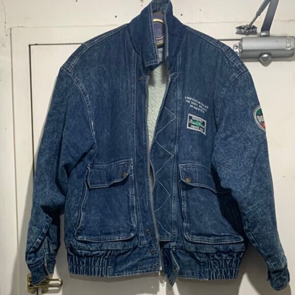 VINTAGE KONGLOON JEANS SHERPA LINED EMBROIDERED JACKETS SIZE L - Picture 5 of 13